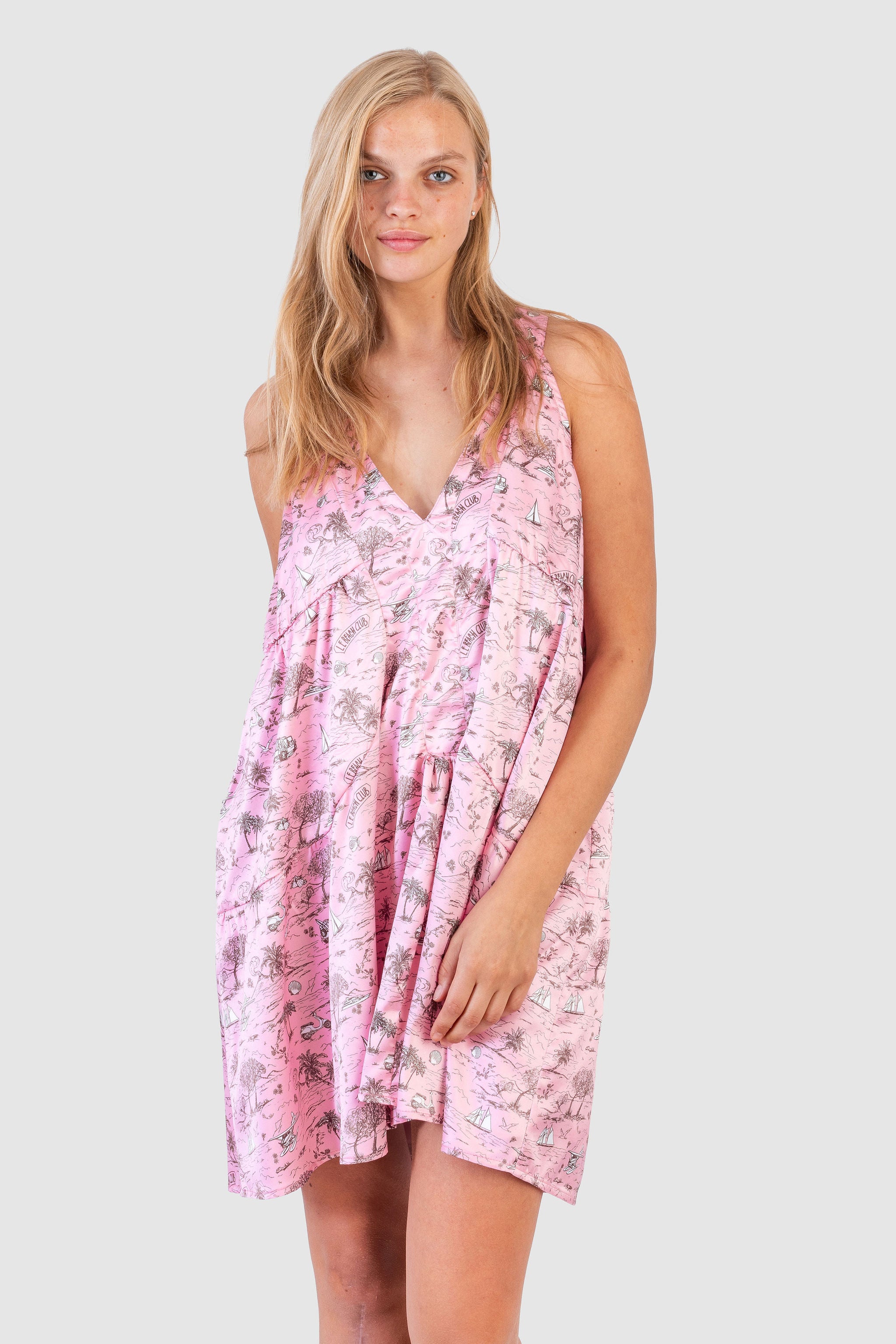 Jinx Dress Le Beach Club Toile Pink – Shop KOCH