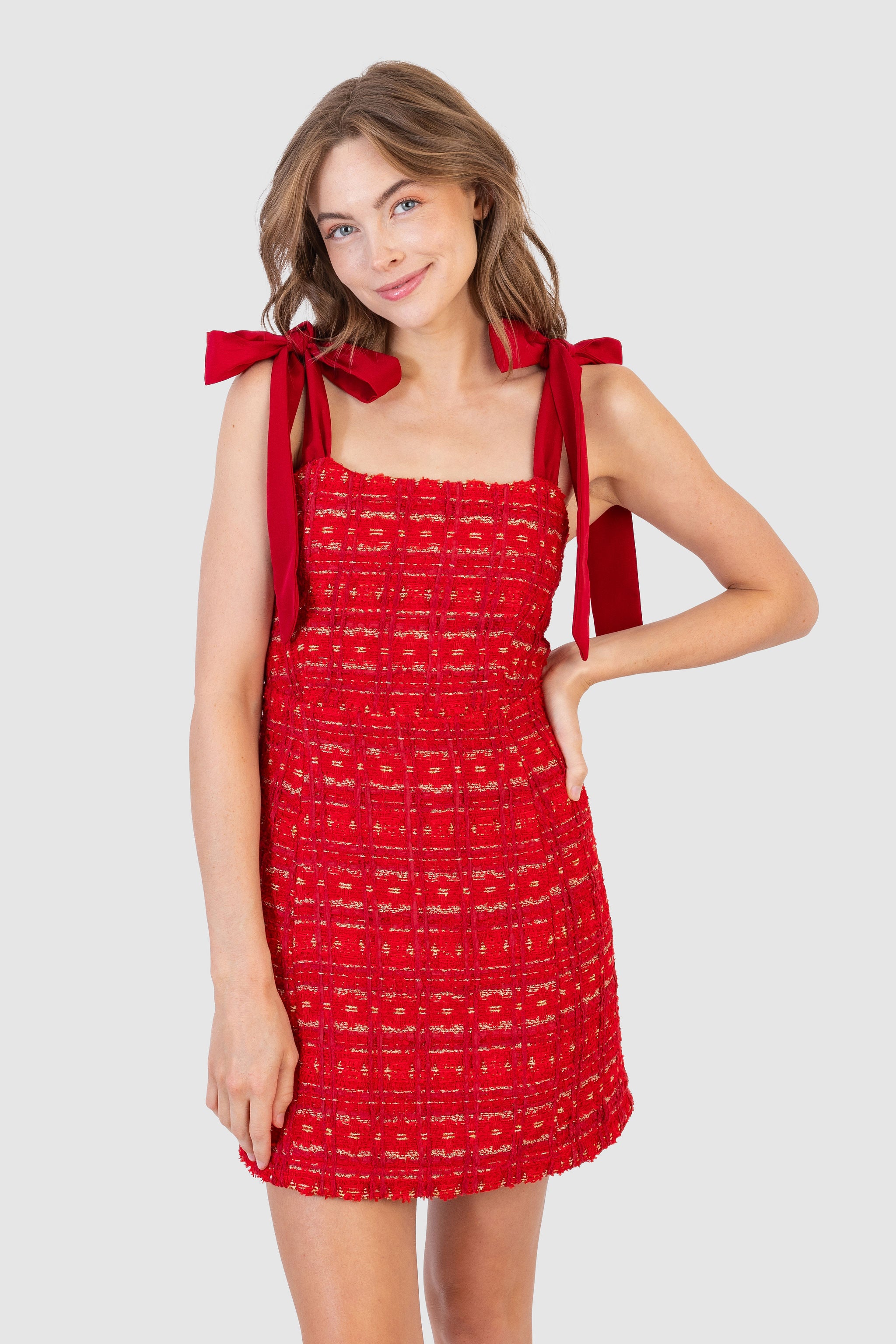 slim fit dress slacks Stella Dress Cherry Tweed – Shop KOCH