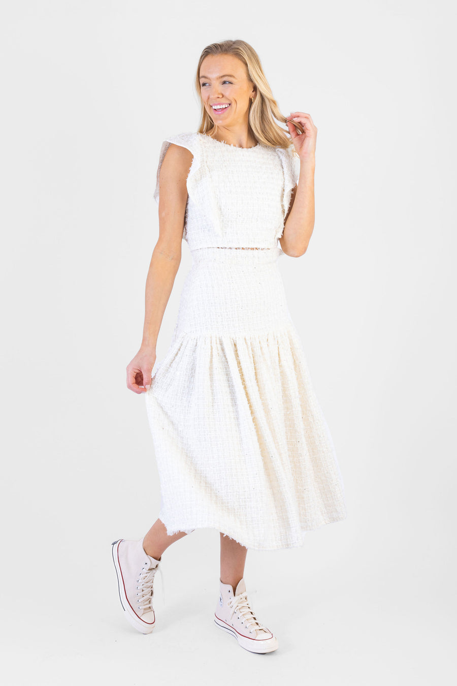 Shelby Skirt Lux White Tweed