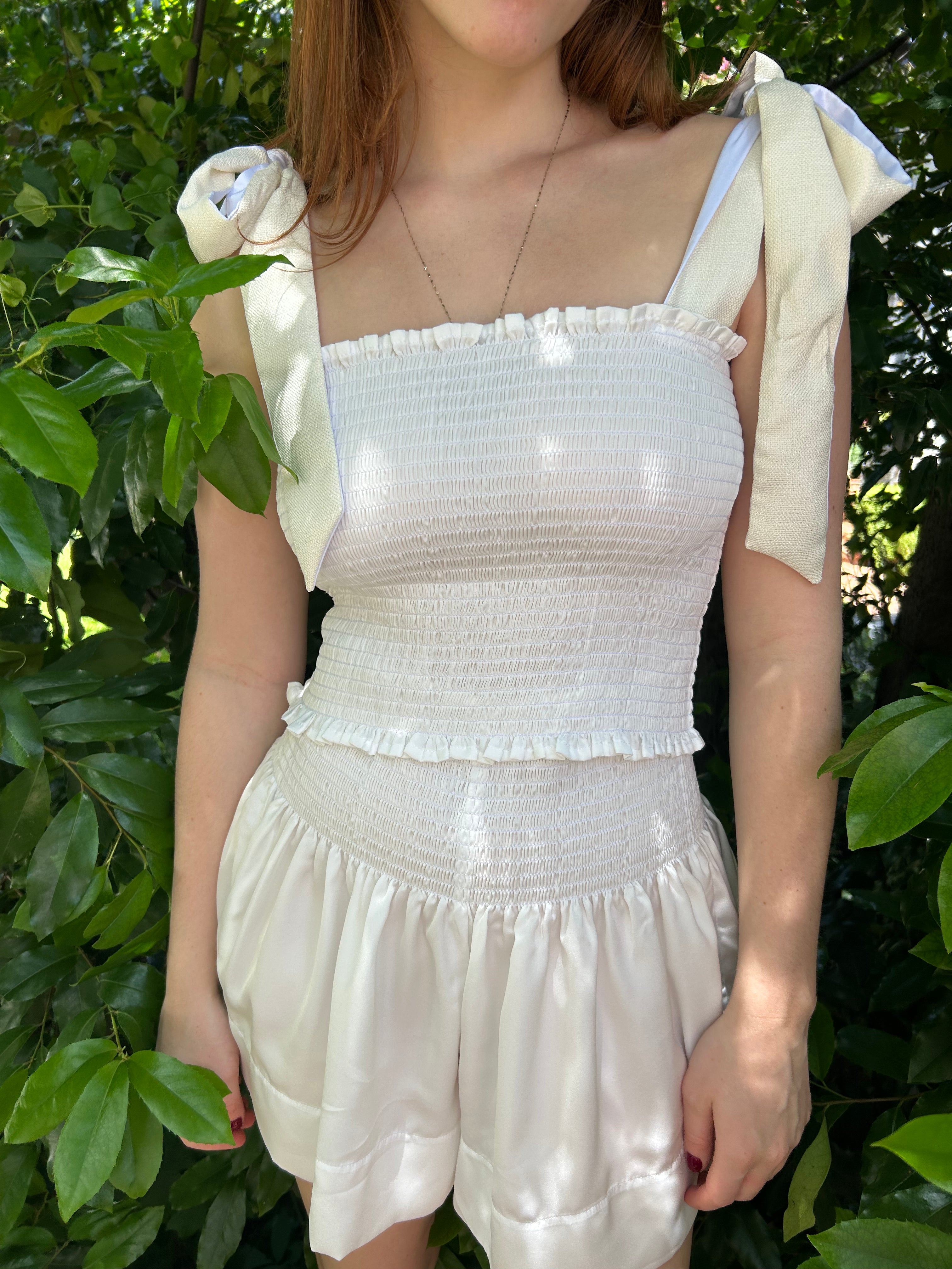 【COSYHARU】Renne Pleated Shirt Cece Top Bright White Polysatin – Shop KOCH