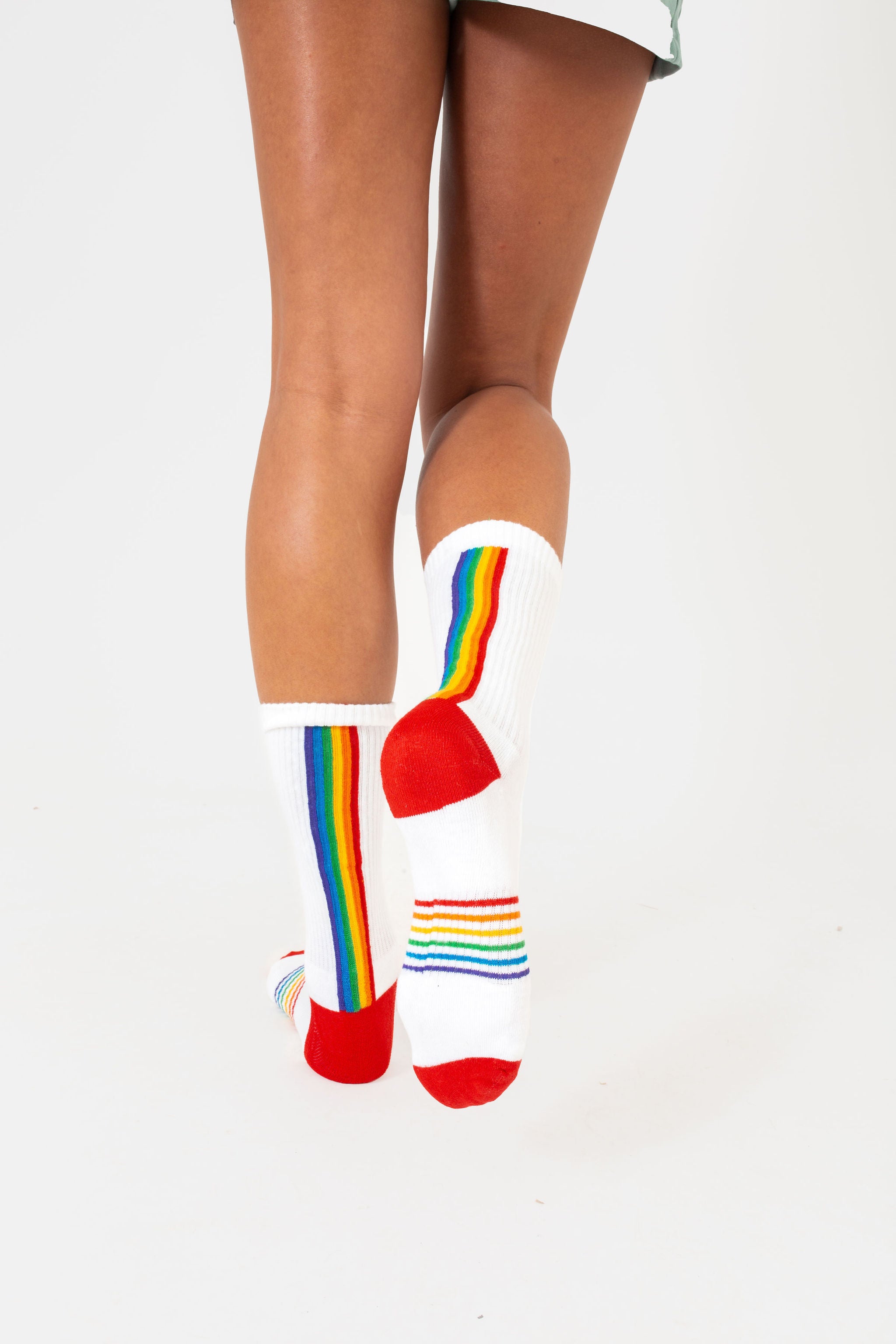 White & Rainbow city socks