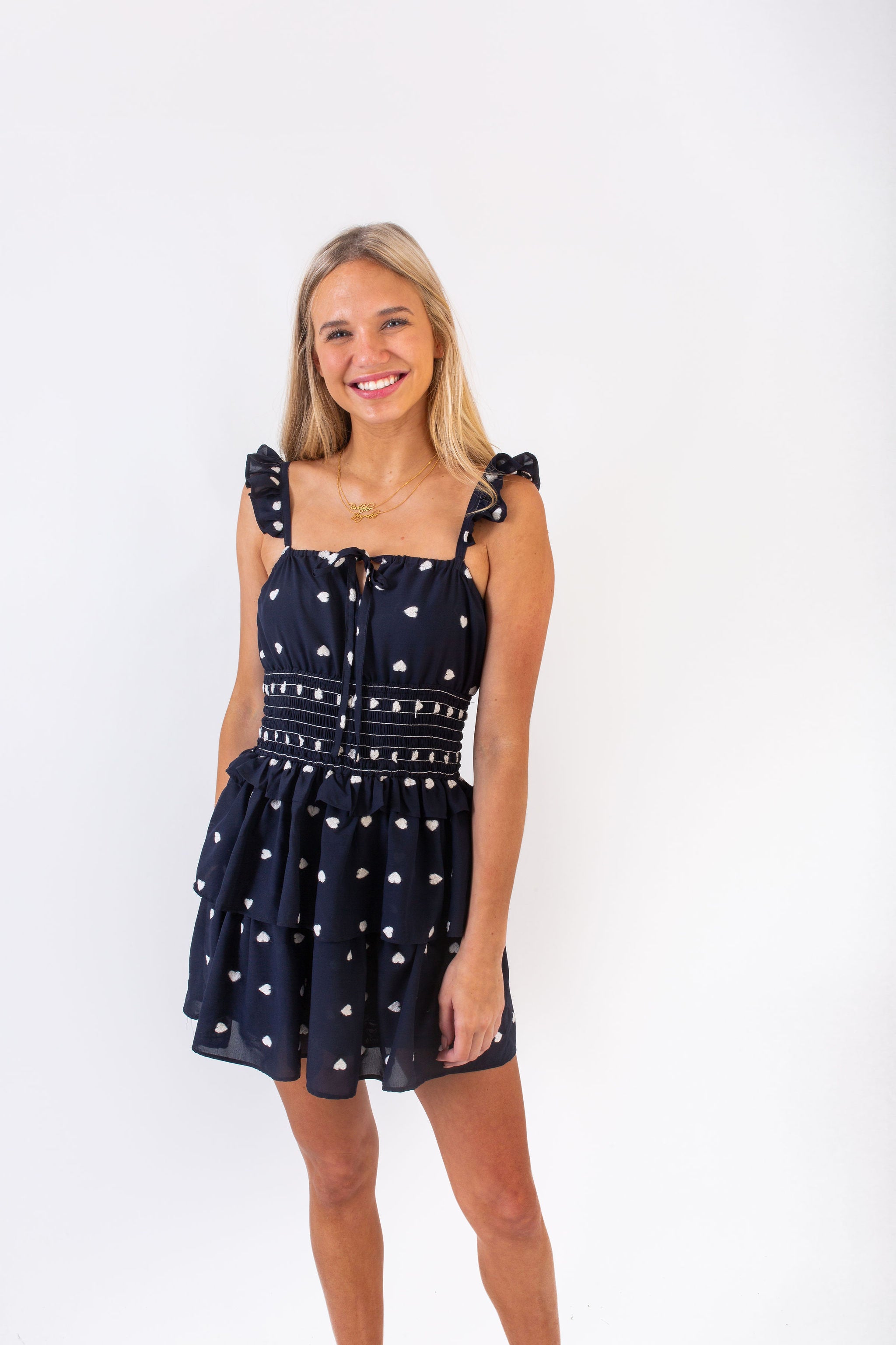 Juliette Dress Navy Hearts