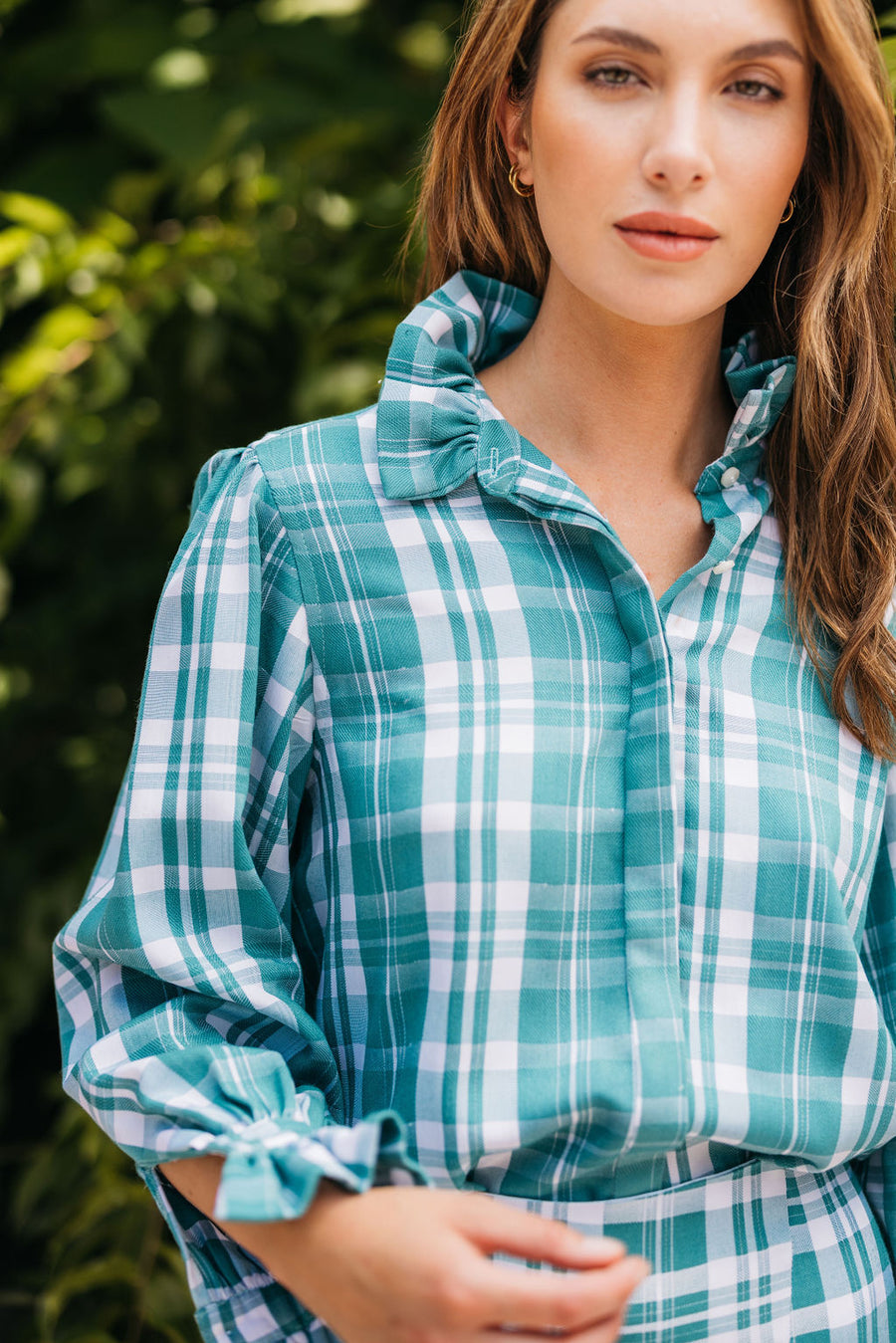 Phoebe Top Emerald Plaid Shop KOCH Phoebe Top Emerald Plaid Shop KOCH