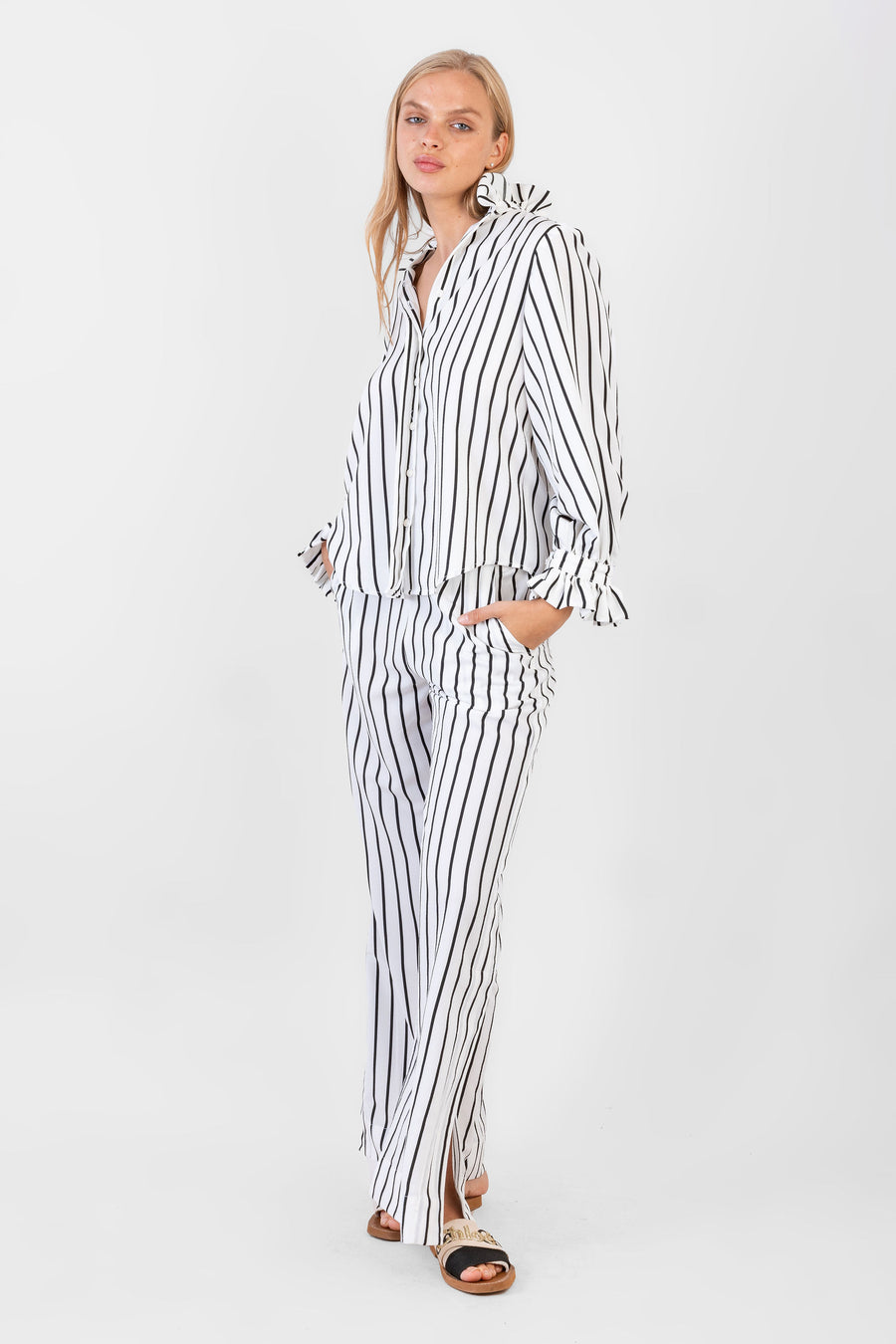 Phoebe Top Black & White Stripe