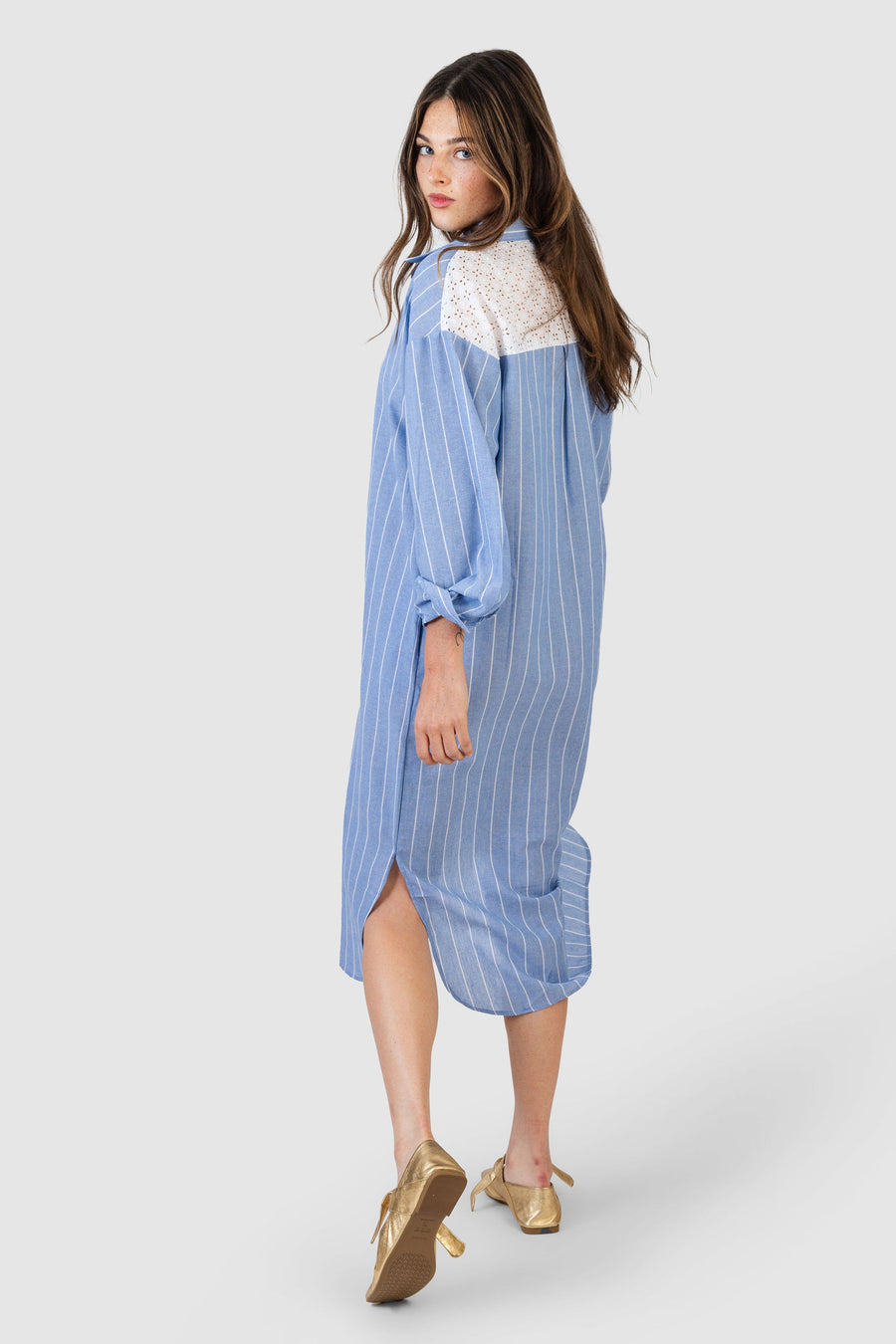 Michelle Dress Skyline Pinstripe