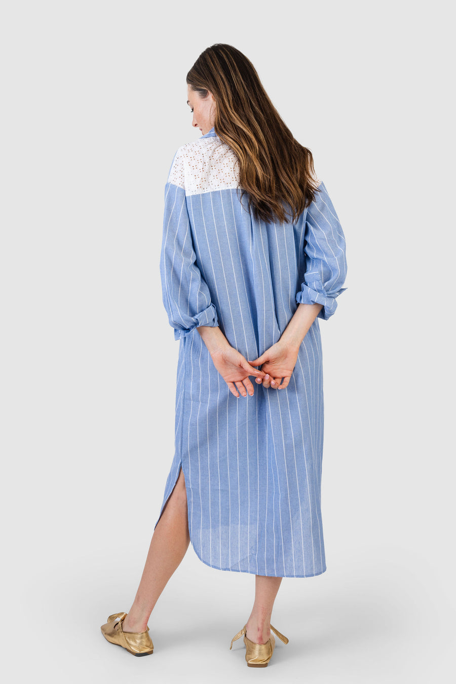 Michelle Dress Skyline Pinstripe