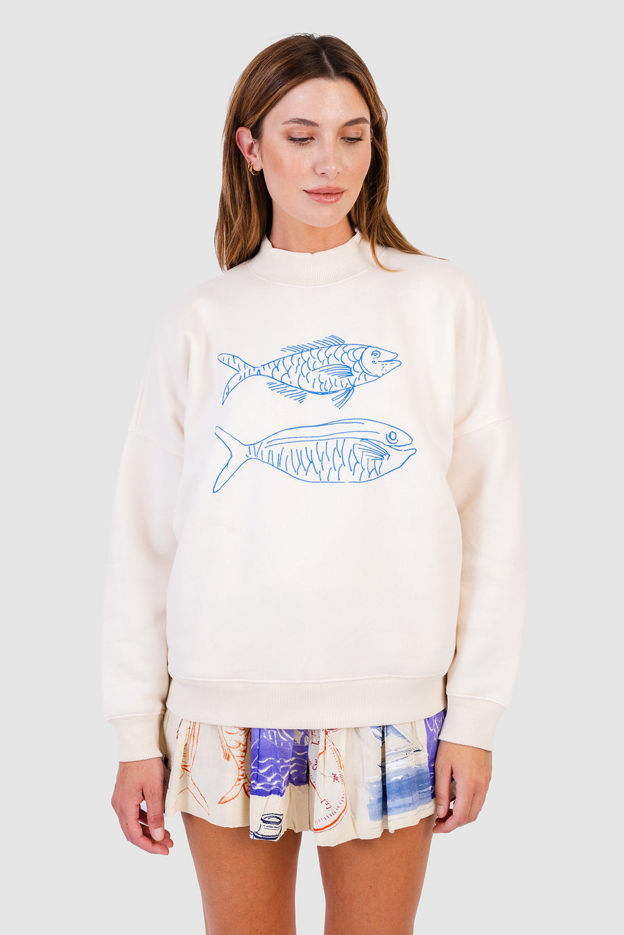 Mock Neck Sweatshirt Fish Print *Limited*Edition*
