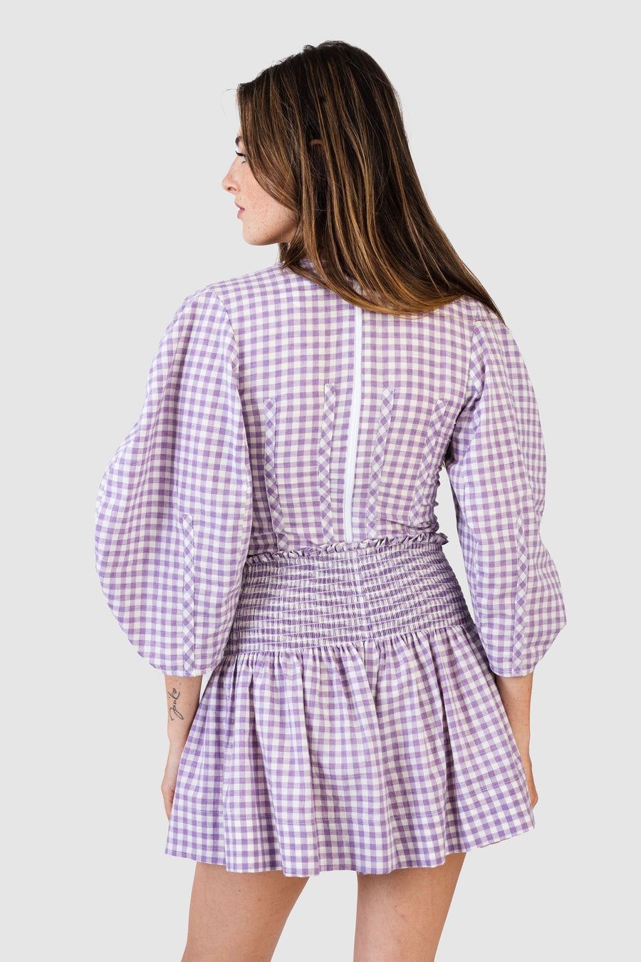 Billie Top Lilac Gingham