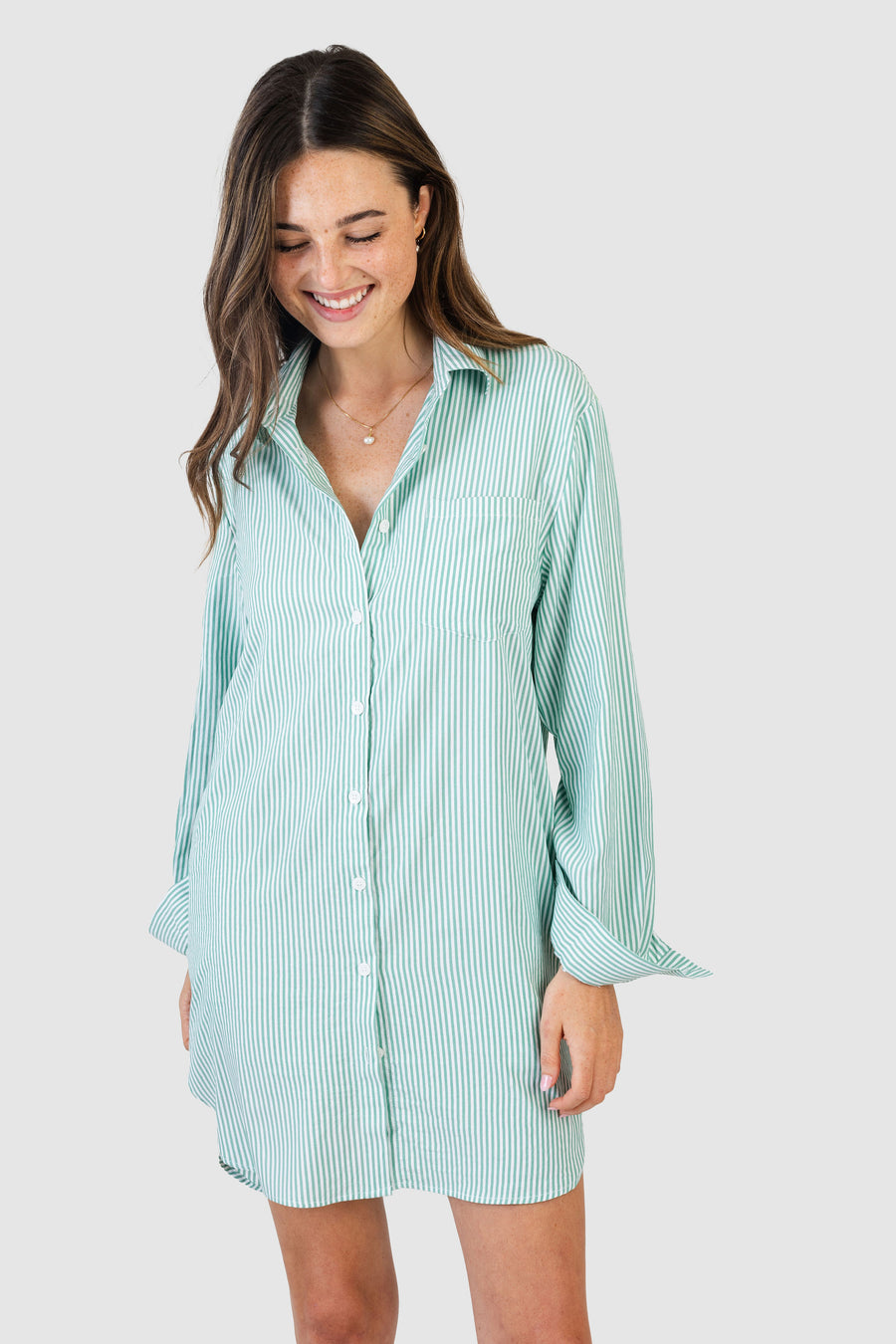 Maggie Dress Green Stripe