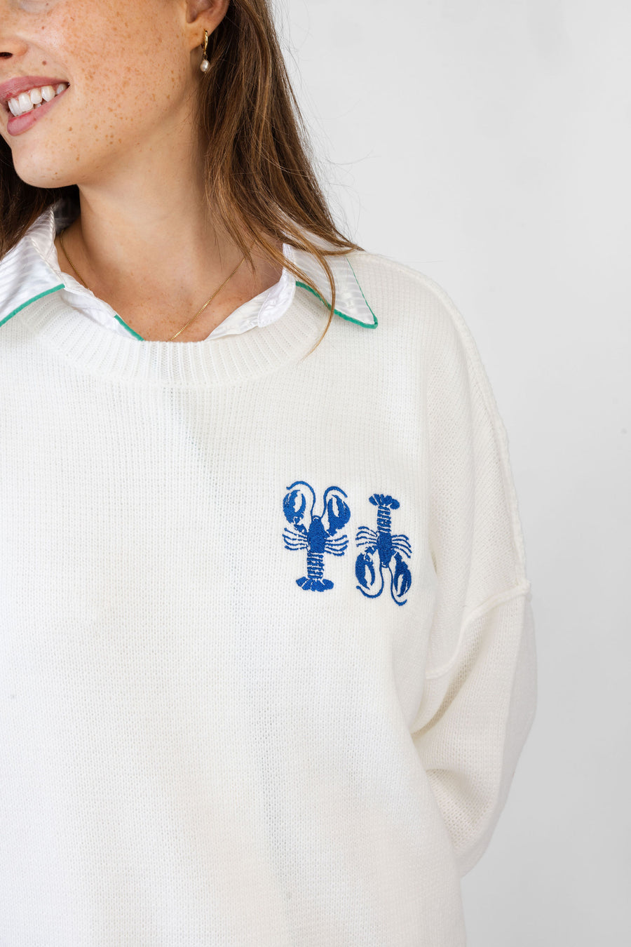 PARADISE SWEATER PALMTREE & LOBSTER BLUE