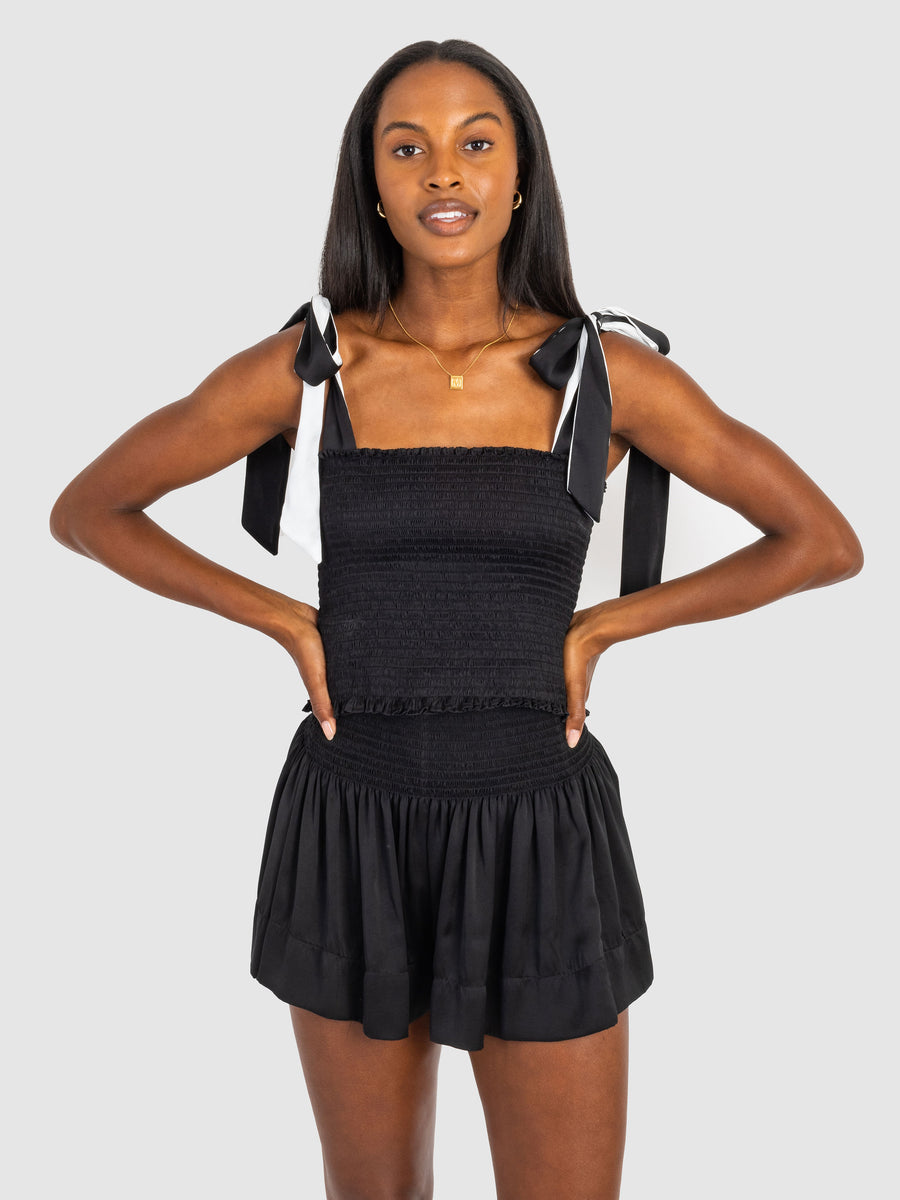 Cece Top Black Polysatin