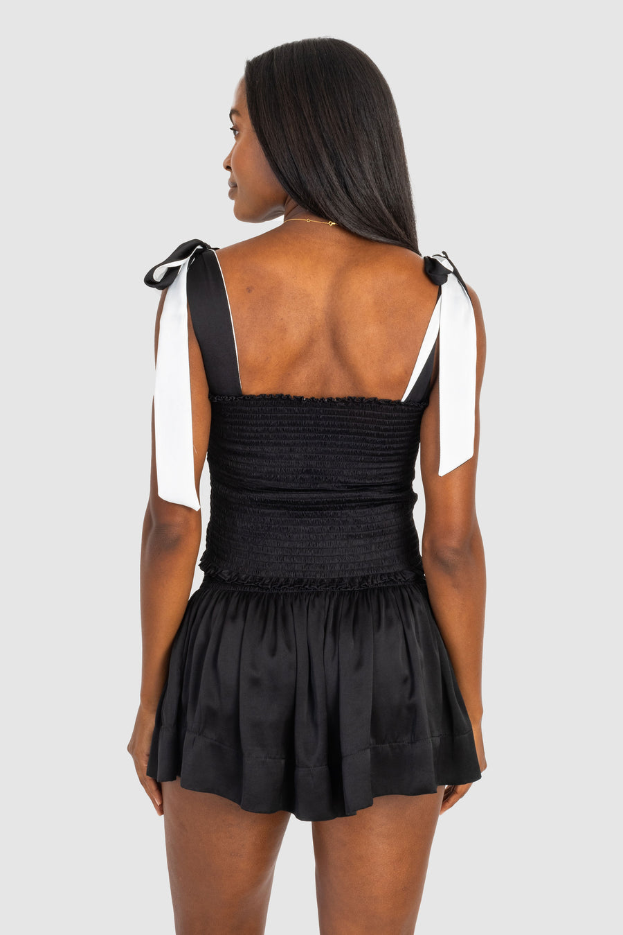 Cece Top Black Polysatin