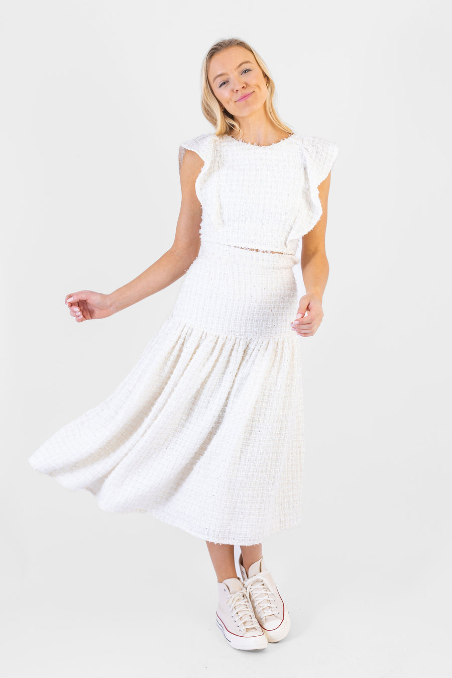 Cecilia Top Glistening Ivory Tweed