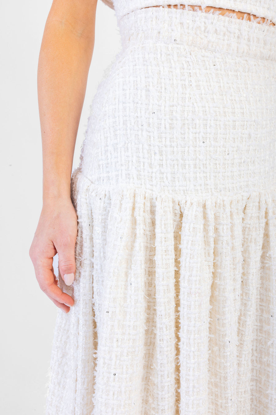 Shelby Skirt Glistening Ivory Tweed