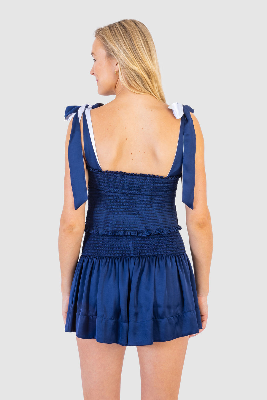 Cece Top Navy Polysatin