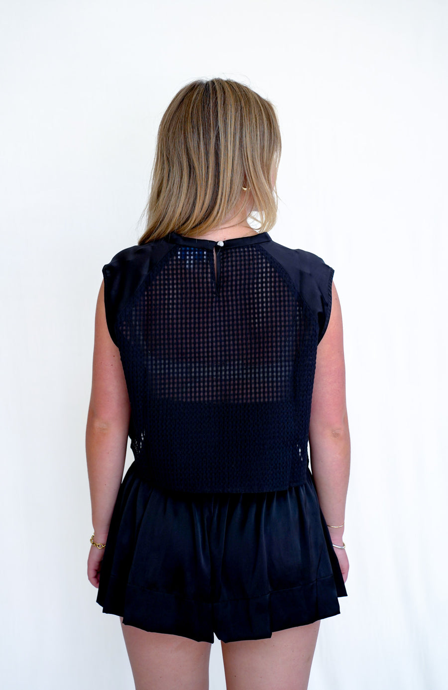 Molly Top Black Polysatin