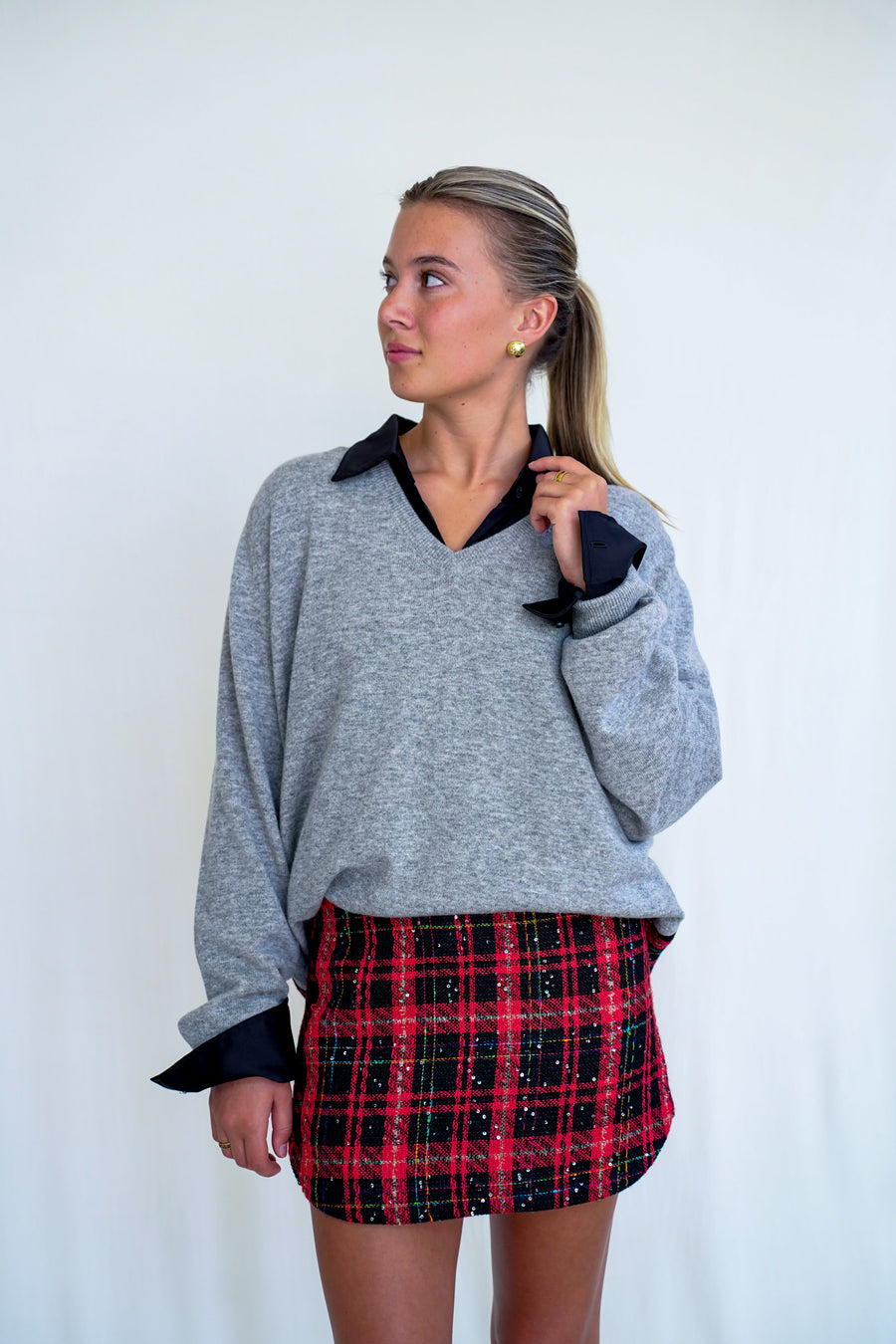 Sunnie Skirt Red Shimmer Tartan