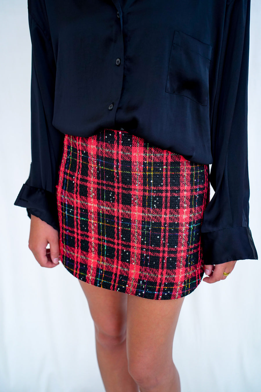 Sunnie Skirt Red Shimmer Tartan