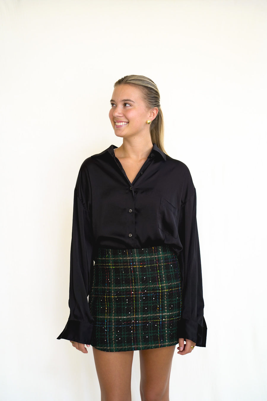 Sunnie Skirt Green Shimmer Tartan