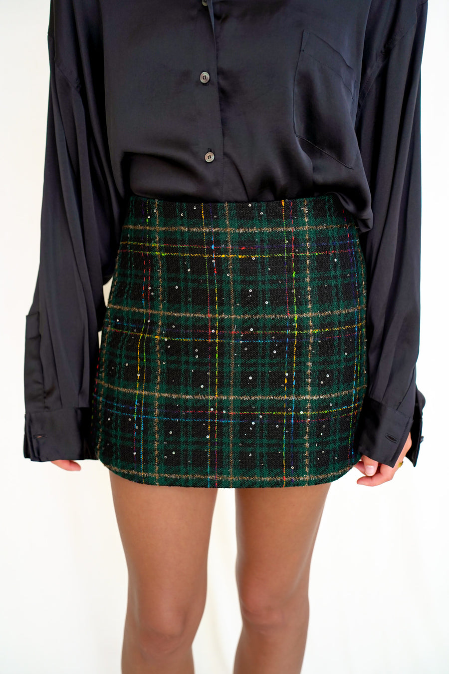 Sunnie Skirt Green Shimmer Tartan