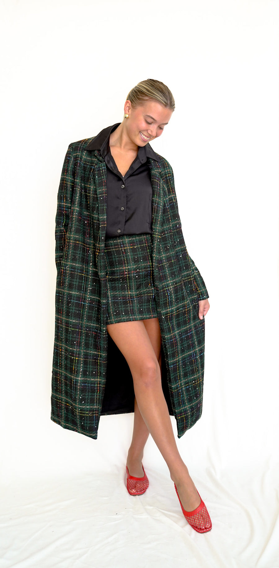 Elise Jacket Green Shimmer Tartan