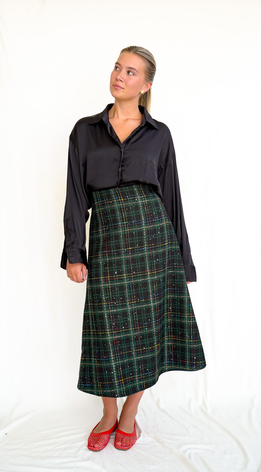 Ryan Skirt Green Shimmer Tartan