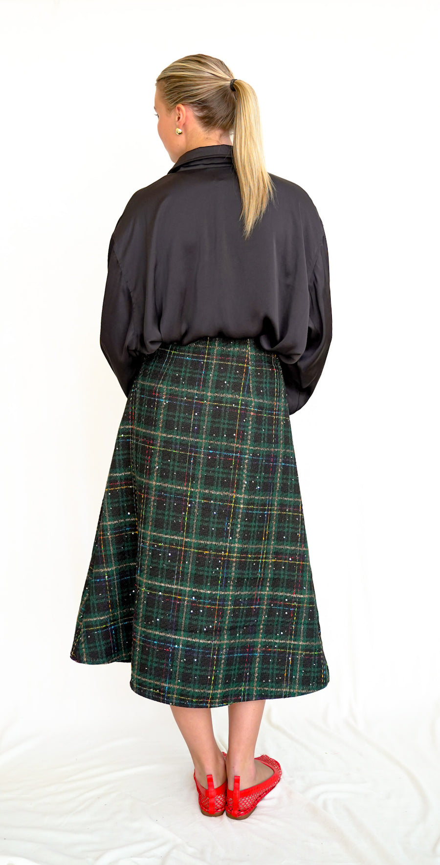 Ryan Skirt Green Shimmer Tartan