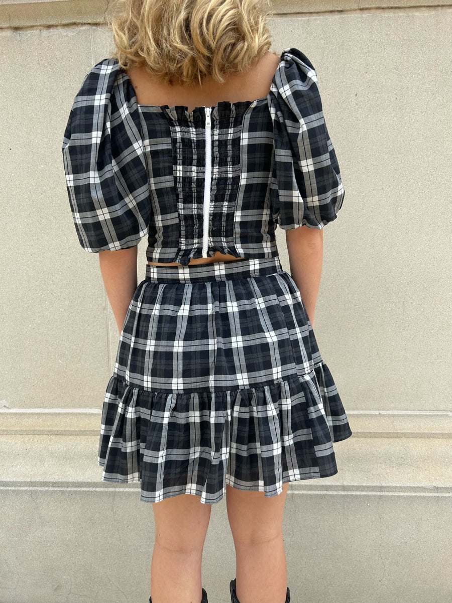 GEORGIE SKIRT BLACK AND WHITE PLAID '24