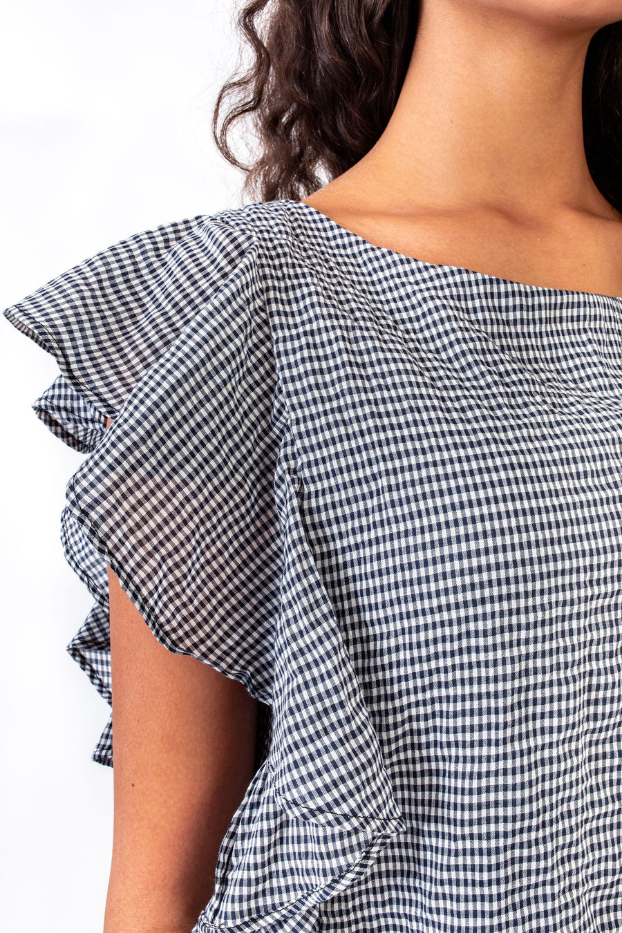 CARA TOP NAVY CHECK