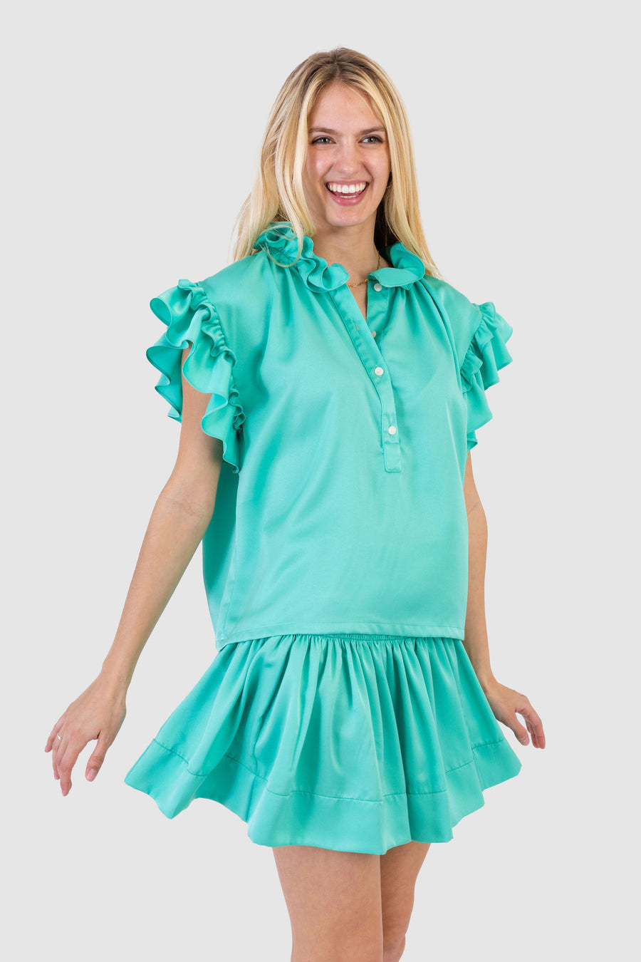 Pixie Top Seafoam Polysatin