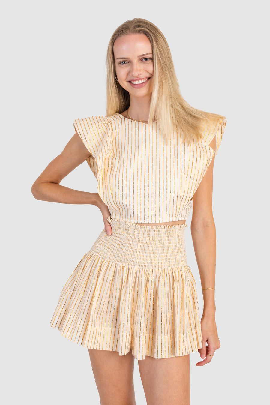 Erica Skirt Metallic Gold Stripe