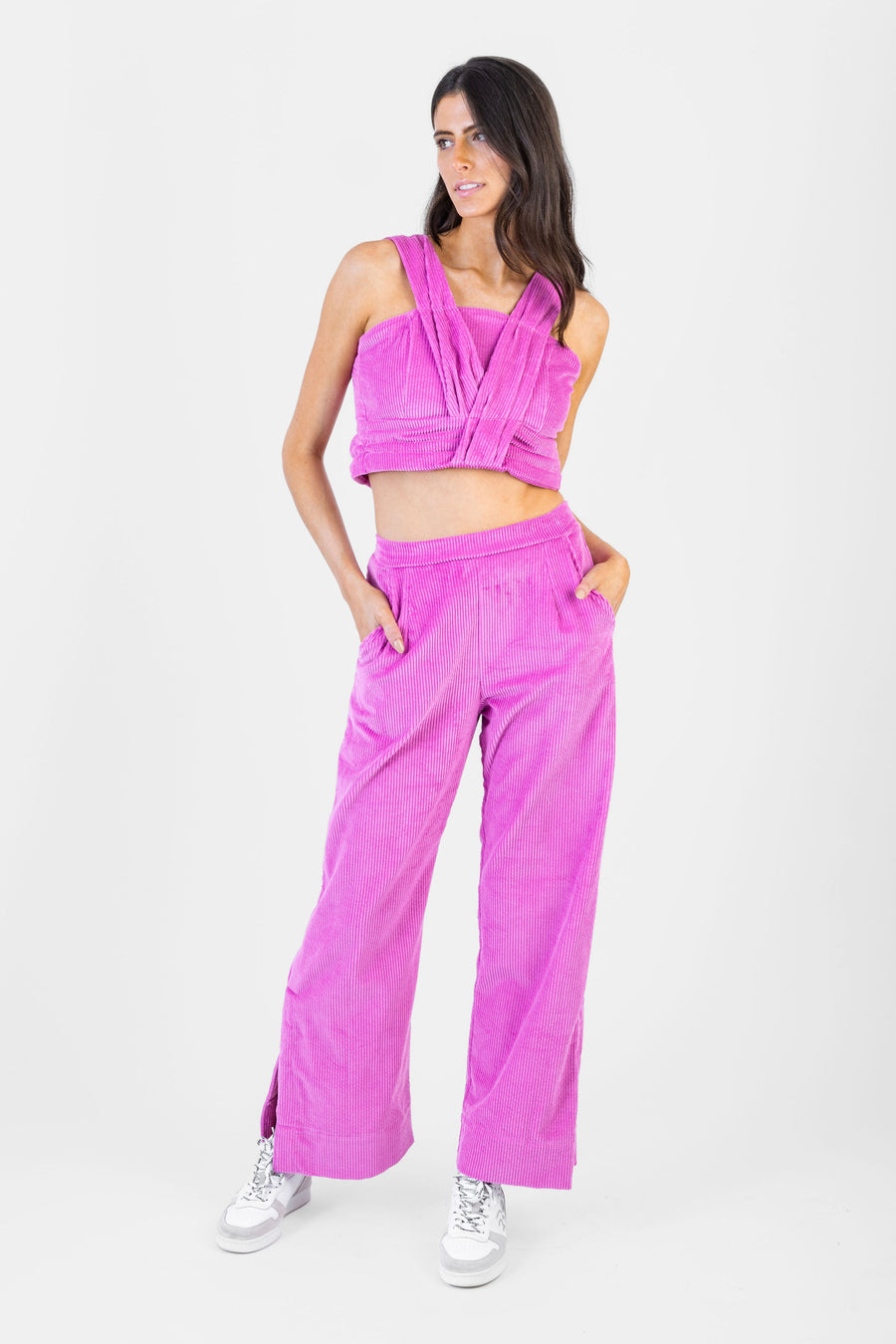 COLLUSION wide leg cord trousers in pink | ASOS