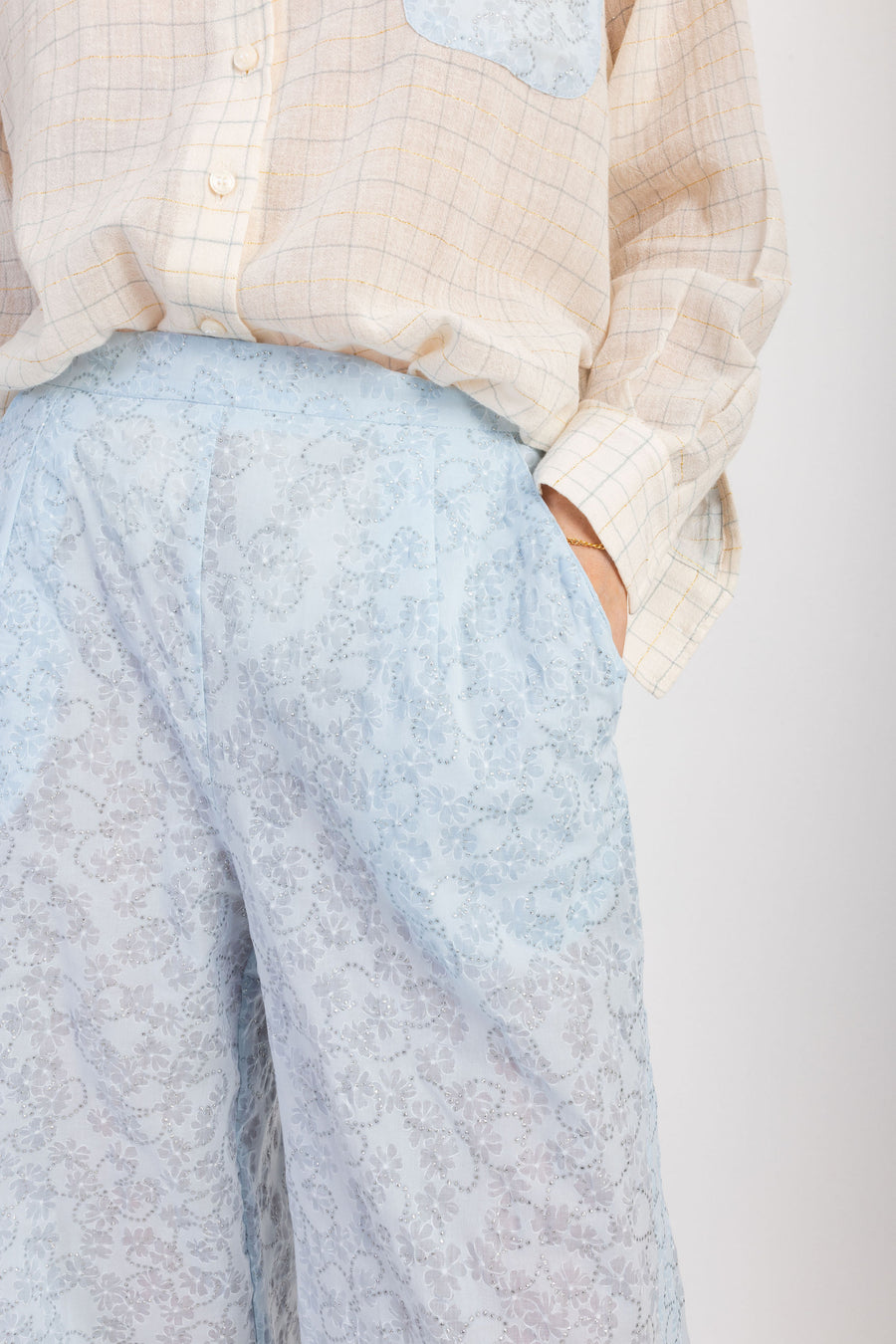 Gap Body SMALL white pajama pj long pants 100% all cotton flower long LOW  RISE