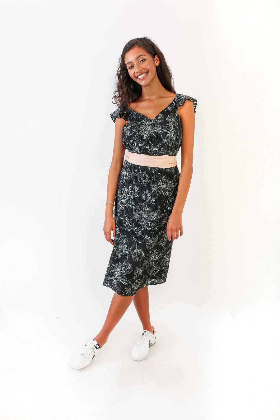 BELLA SKIRT BLACK CHIFFON WITH WHITE FLOWERS *LIMITED*EDITION*