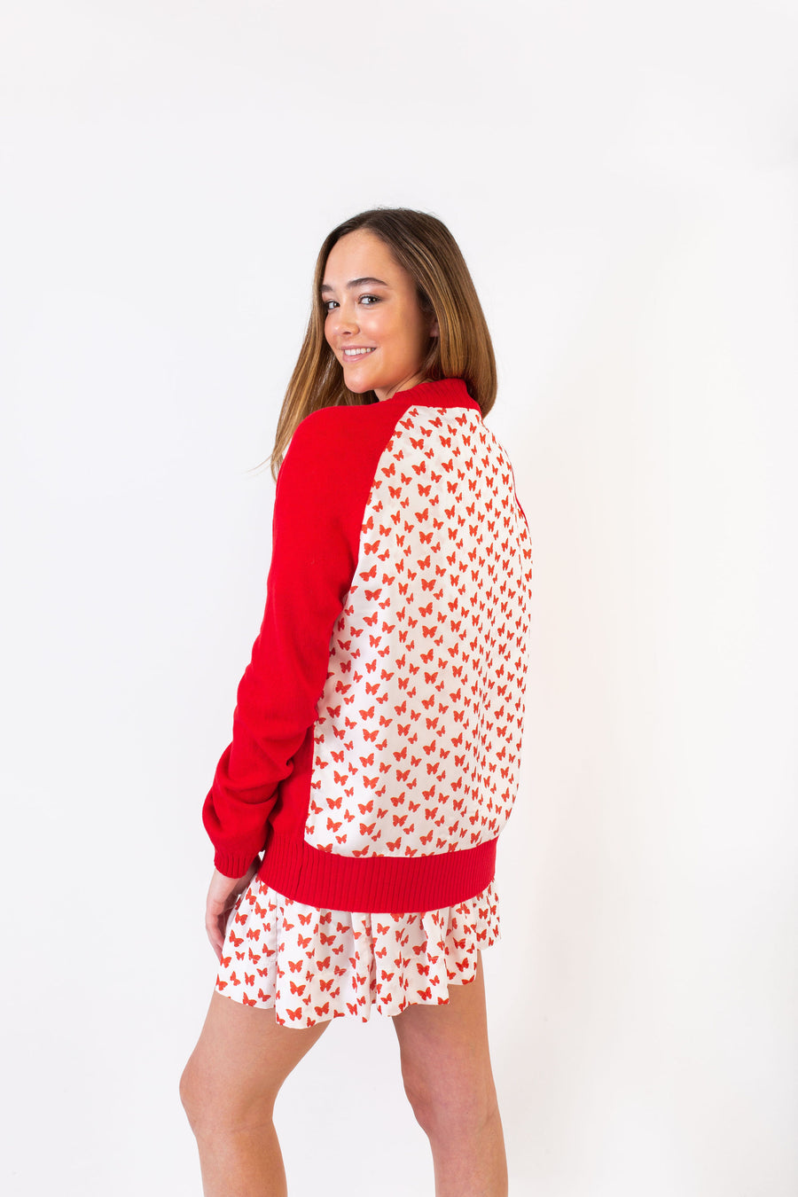 WHITMAN SWEATER RED W/ RED BUTTERFLY *LIMITED*EDITION*
